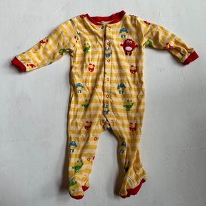 Pekkle Yellow Striped Monster Footie Pajamas